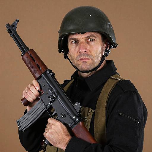 Portrait of Soldier in Military Gear