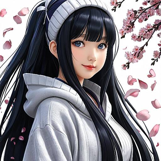 Hinata Hyuuga Portrait with Petals