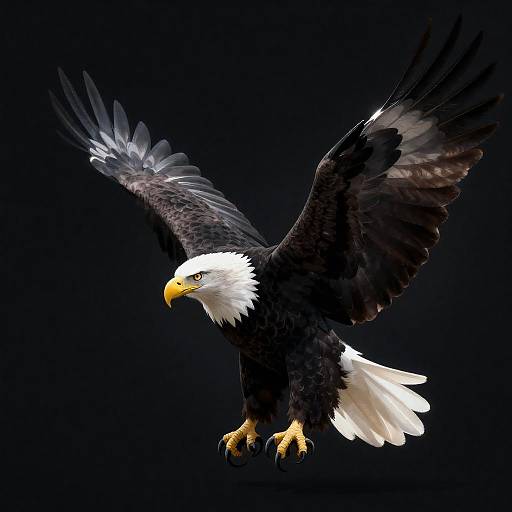 Majestic Black-and-White Eagle, Wings Spread