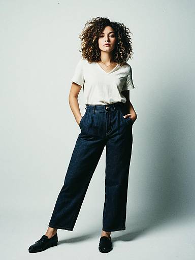 Curly Haired Woman in Casual Outfit
