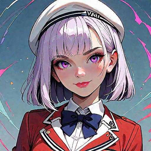 Anime Girl in Stylish School Uniform