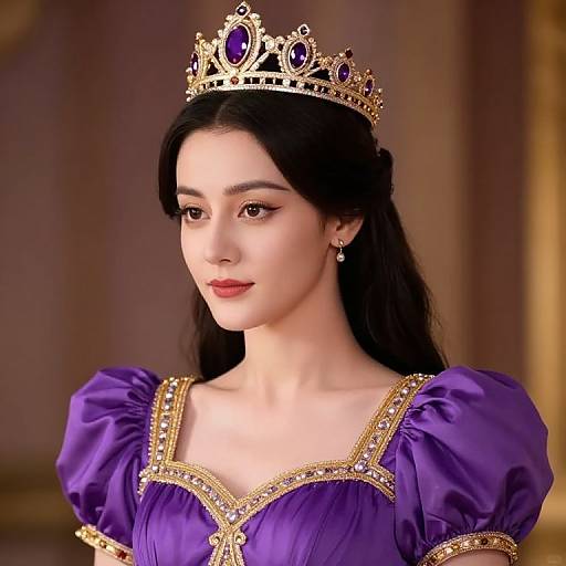 Regal Woman in Purple and Gold