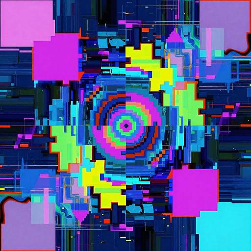 Vibrant Digital Glitch Art