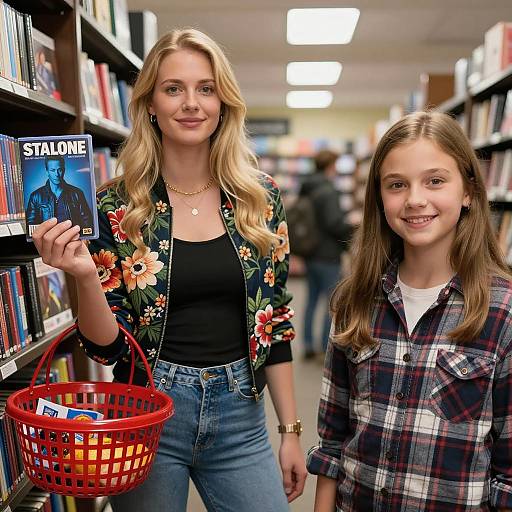 Smiling Blonde in a Bookstore Setting