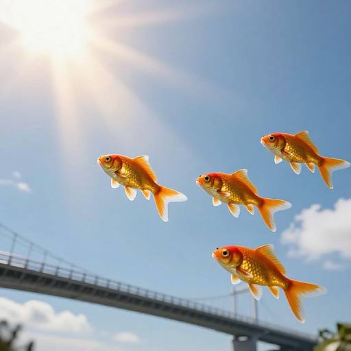 Golden Fish Soaring in Sunlight