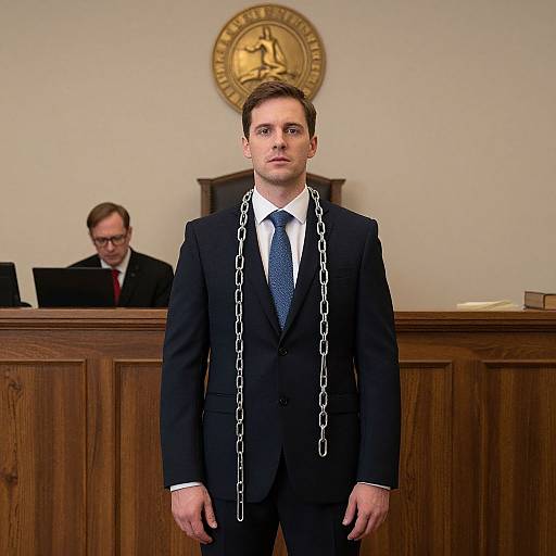 Man in Chains Before Judge