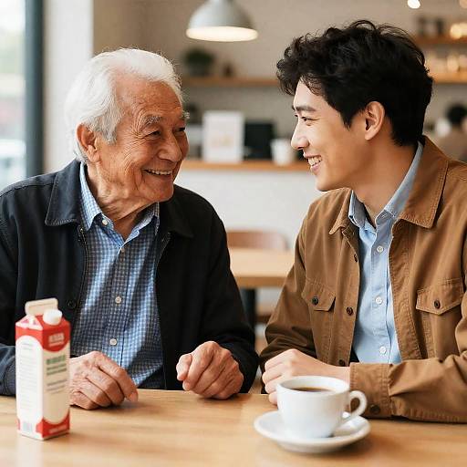 Heartwarming Café Moment Between Generations