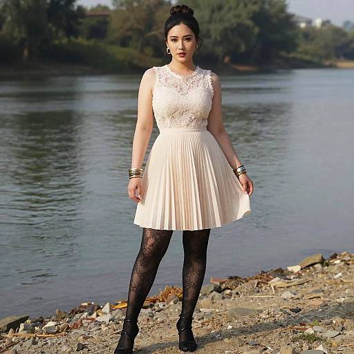 Curvy Woman in Romantic Lace Dress