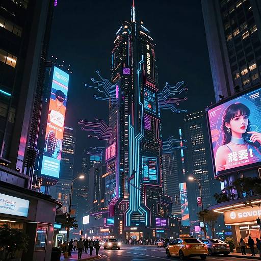 Cyberpunk AI Cityscape at Night