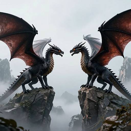 Epic Dragons Facing Off on Spires