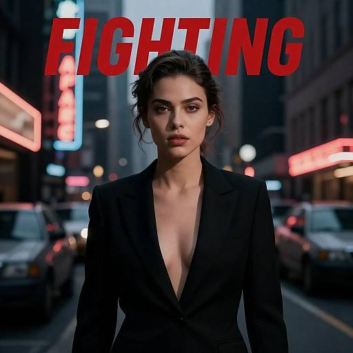 Neon Noir FIGHTING Movie Poster