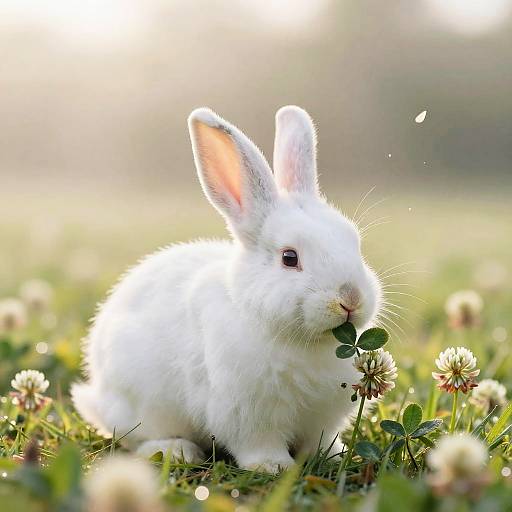 Dreamy Bunny in Morning Meadow