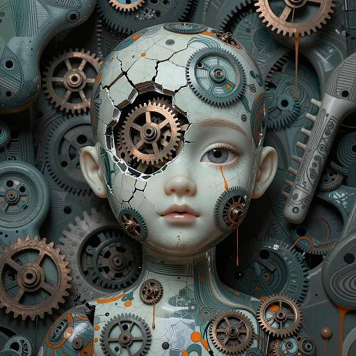 Androgynous Clockwork Doll Noir Portrait