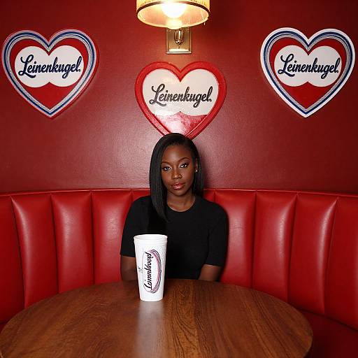 Elegant Black Woman in Red Banquette
