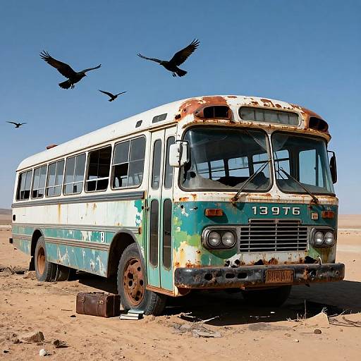 Abandoned Post-Apocalyptic Desert Bus