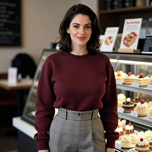Stylish Woman in Cozy Café Setting