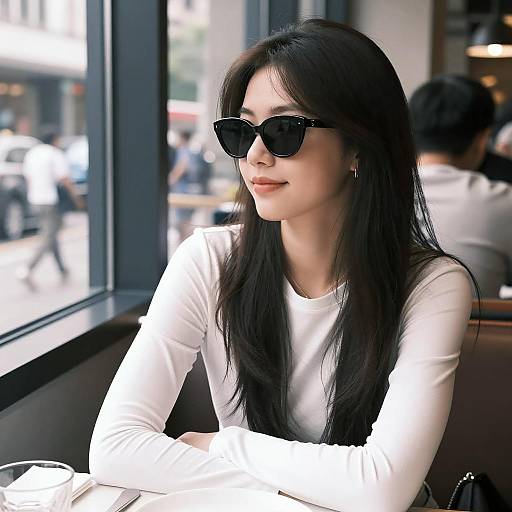 Chic Dining Moment with a Young Woman