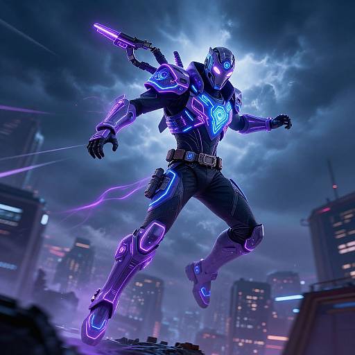 Captain Chaos Neon Cyberpunk Hero