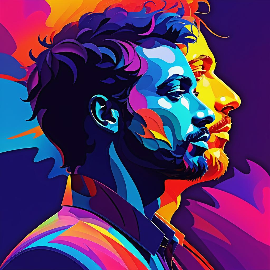 Vibrant Abstract Man Silhouette Portrait