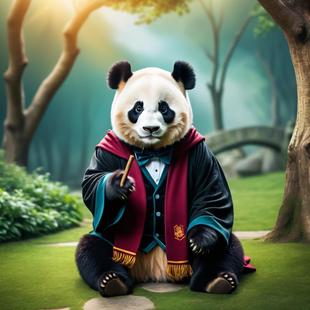 Whimsical Panda as Harry Potter