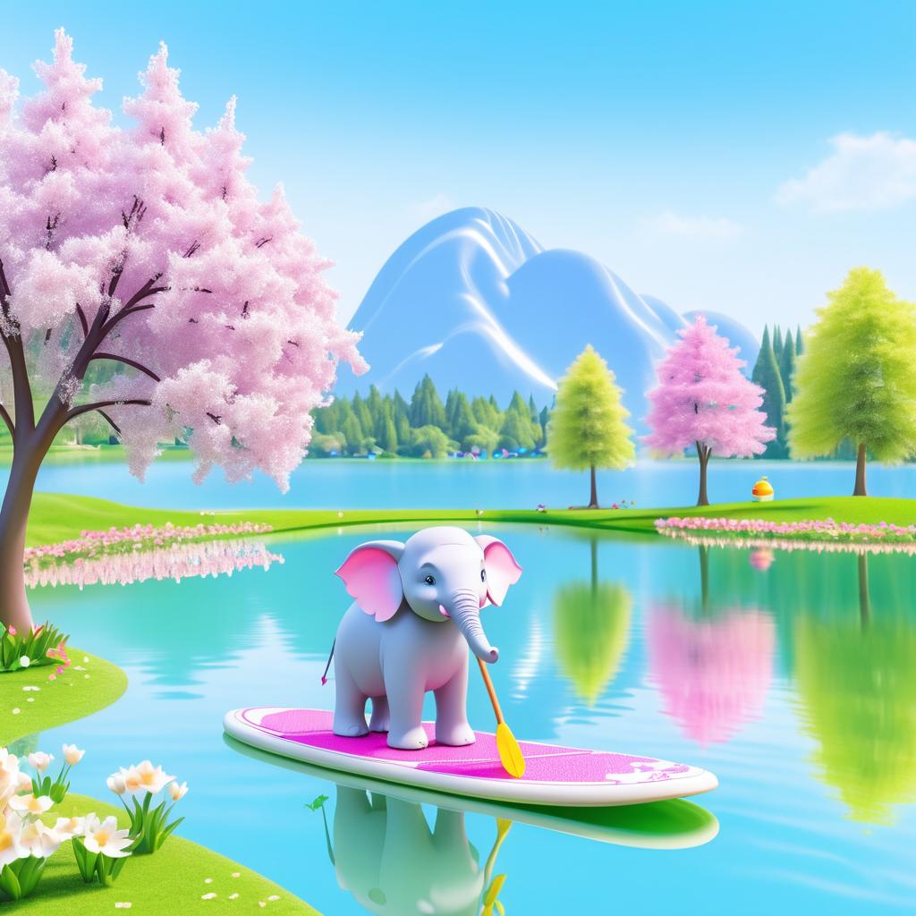 Charming Elephant on Paddle Board Adventure