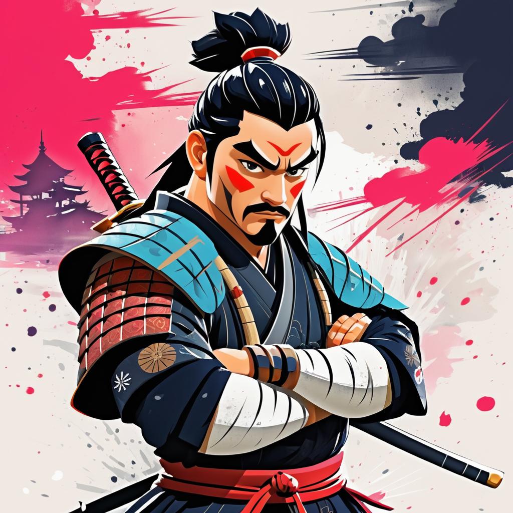 Cartoon Samurai Character Design Illustration