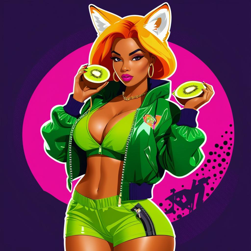 Bold Female Hip-Hop Fox Character