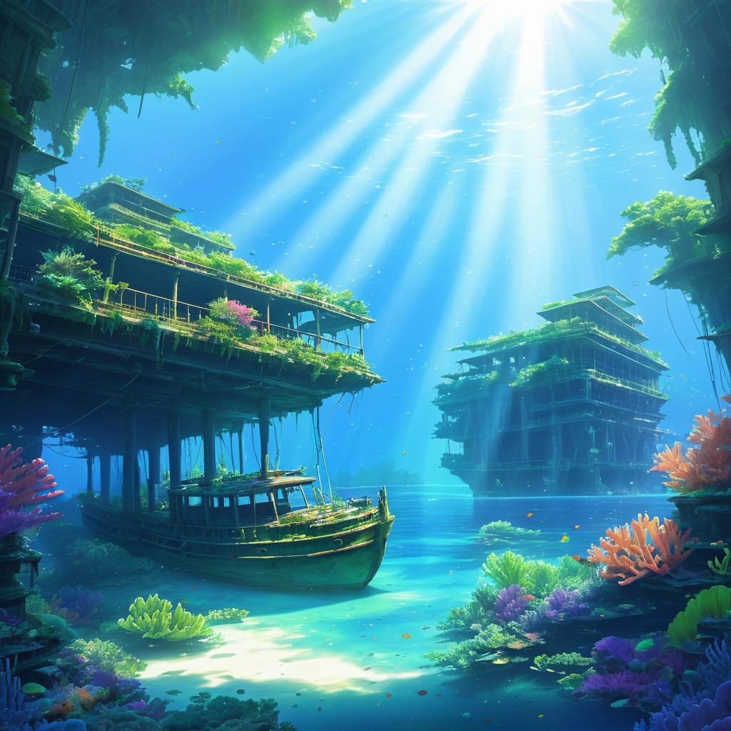 Vibrant Coral Reef and Sunken Shipwreck