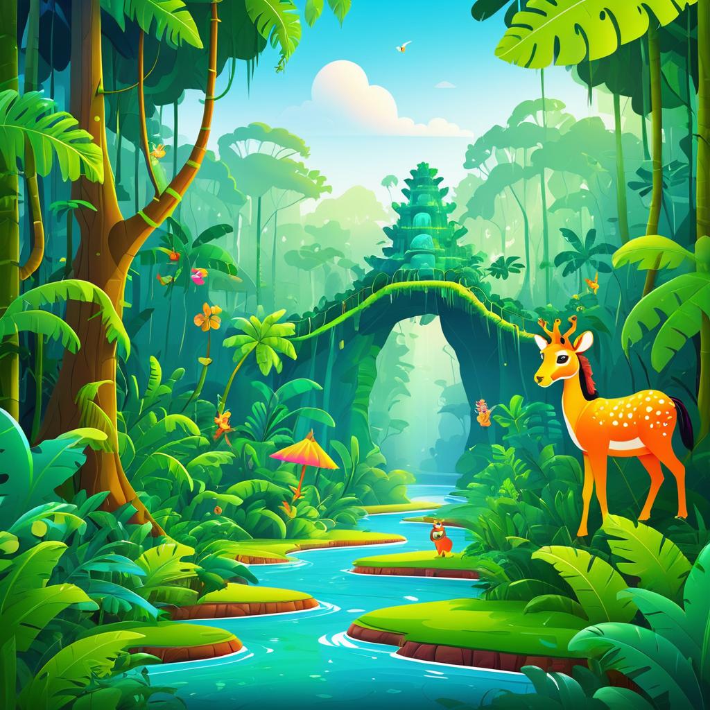 Vibrant Cartoon Rainforest Adventure for Kids