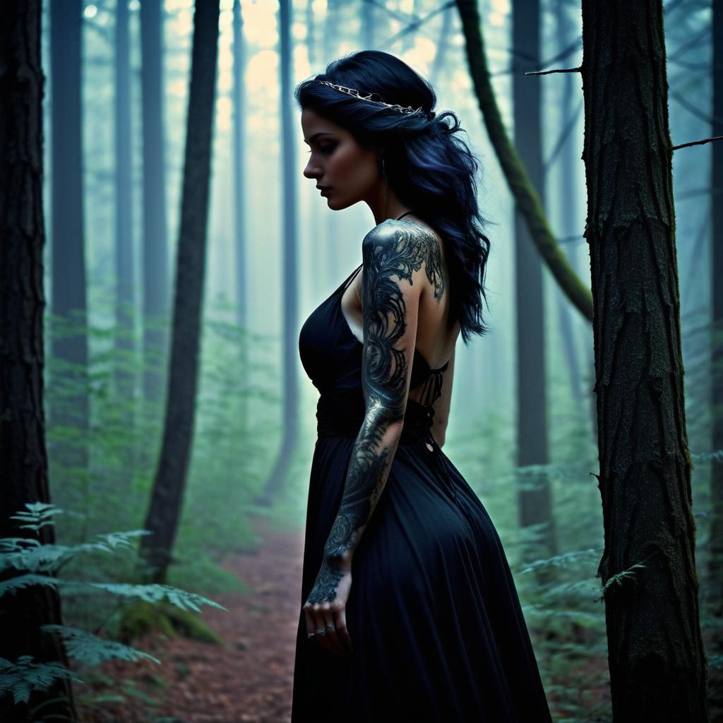 Eerie Enchantress in Haunted Forest