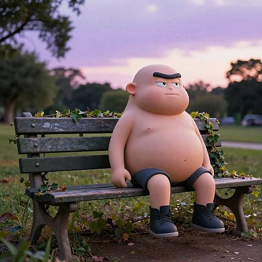 Big Chungus on Rustic Park Bench