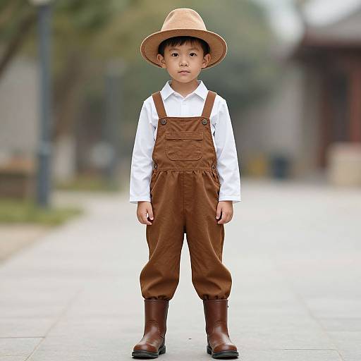 Young Farmer in Costume Outdoors