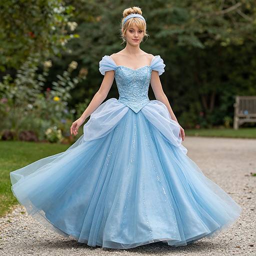 Radiant Woman in Ocean-Blue Prom Dress