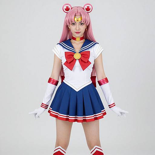 Woman in Sailor Moon Cosplay Costume