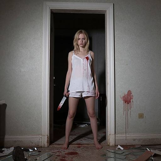 Cinematic Blonde in Dark Wreckage