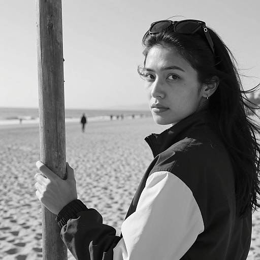 Intense Gaze on Sandy Beach