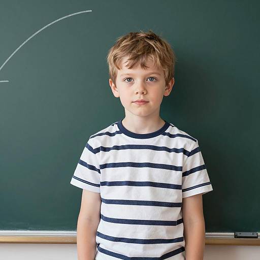 Young Boy in Front of Chalkboard