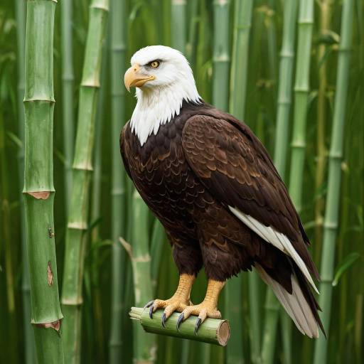 Realistic Eagle in Foggy Bamboo Jungle Realistic Eagle in Foggy Bamboo Jungle