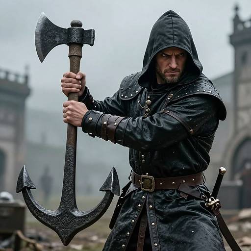 Medieval Executioner in Black Leather