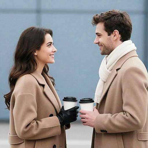 Joyful Couple Enjoying Coffee Together