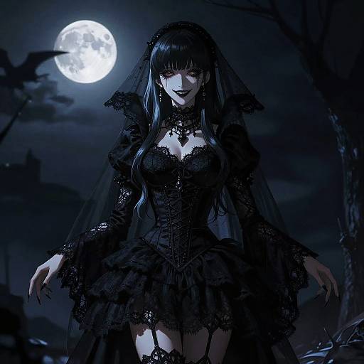 Moonlight Vampire Widow in Ebony Lace