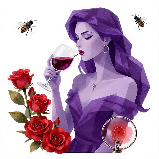 High Poly Purple Woman Illustration