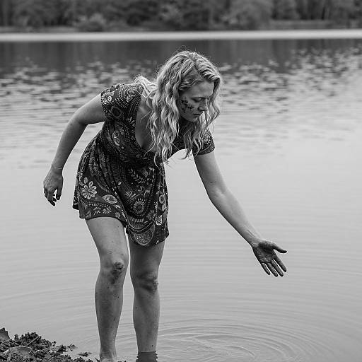 Blonde Woman at the Lake's Edge