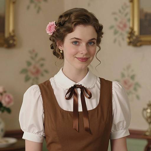 Young Woman in Vintage Tea Party Attire