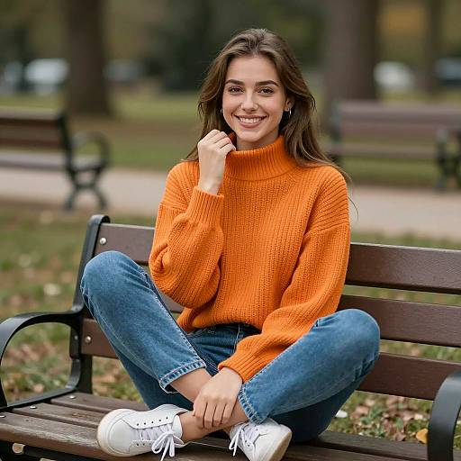 Cheerful Young Woman in Park Setting