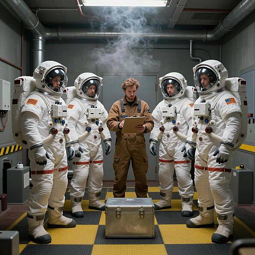 Astronauts in Industrial Space Setting