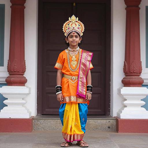 Boy in Traditional Indian Krishna Costume