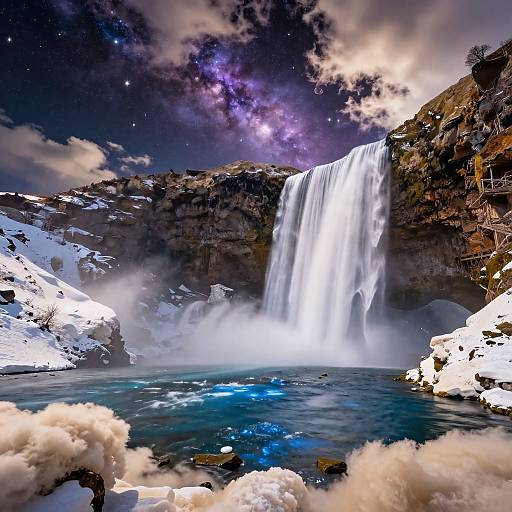 Celestial Waterfall and Starry Sky