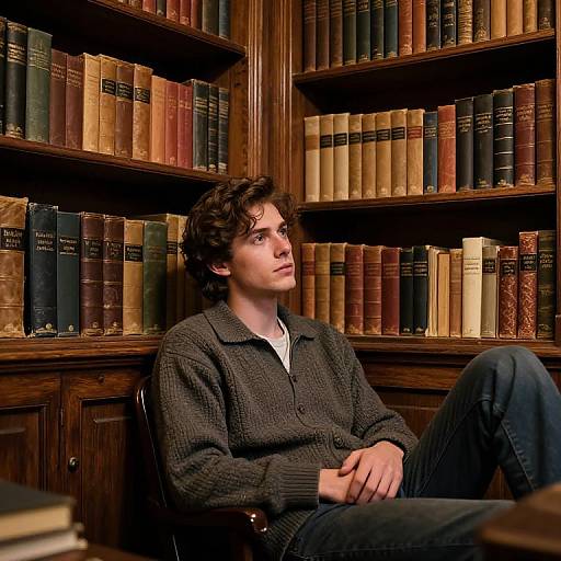 Cozy Vintage Library Character Portrait