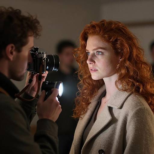 Intense Encounter: Vintage Photography Scene